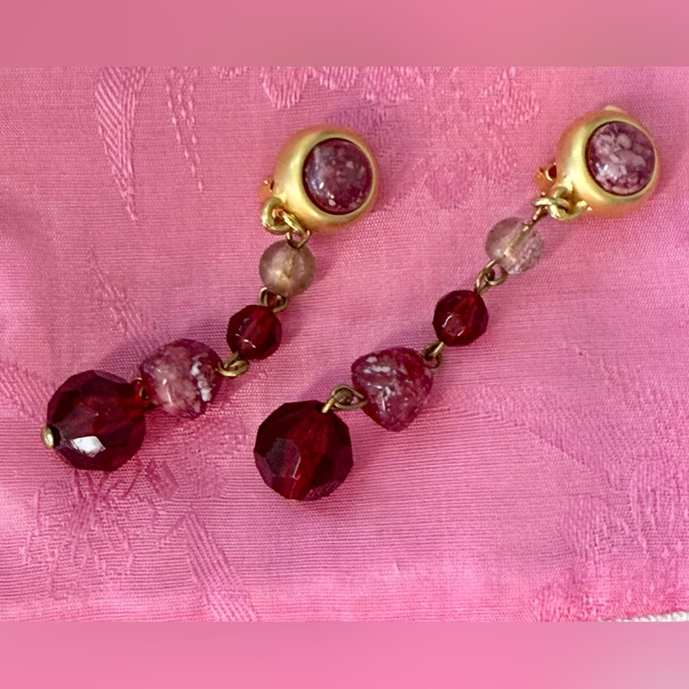 Vintage clip beaded earrings🩷